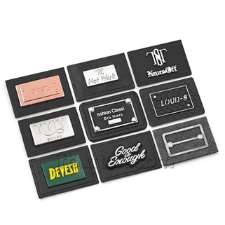 Patch Kulit Hitam Dengan Tag Logam